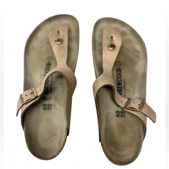 Birkenstock Gizeh metallic copper thong sandal with adjustable buckle